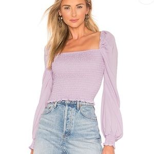 Superdown Tanya Smocked Top in Lavender